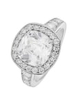 The Love Silver Collection Sterling Silver Cubic Zirconia Princess Cut Halo Ring, Silver, Size P, Women