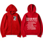 2023 Julgåva Taylor World The Eras Tour Dragkedja Hoodie Herr Dam red XS