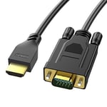 Câble HDMI vers VGA 1,8 m, Adaptateur HDMI vers VGA 1080P 60Hz, Unidirectionnel Câbles HDMI mâle vers VGA mâle, Adaptateur de câble HDMI vers VGA pour ordinateur portable, PC, projecteur, TV