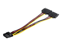 Startech.Com Dual Sata To Lp4 Power Doubler Cable Adapter, 2 Sata To 4 Pin Lp4 Internal Pc Peripheral Power Supply Connector, Sata Y Cable, Male/Female, 18 Awg Wire, 9 Amps At 12V (108W) - 18Awg Copper Wires (Dsatpmolp4) - Strömadapter - Sata-Ström