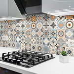 Stickers Carrelage Adhésif - Sticker Autocollant Carreaux de ciment – Décoration Murale Stickers Carrelage pour Salle de Bain et Cuisine - Carreaux de ciment adhésif mural - 20 x 20 cm - 24 Pièces