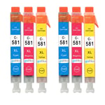 6 C/M/Y Ink Cartridges C-581 for Canon PIXMA TR7550 TS6350 TS8151 TS8351