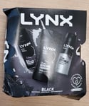 DAMAGED - LYNX Black Trio Gift Set For Men Bodyspray, Bodywash & APA Deo Giftset