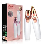 URAQT Facial Hair Remover for Women, 2 in 1 Eyebrow Trimmer & Face Hair Remover, Rechargeable Waterproof Painless Lady Shaver for Lips Nose Face Body Peach Fuzz