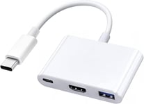 Adaptateur Multiport Usb C Vers Hdmi Pour Iphone 15 Macbook Pro Air Ipad Pro,Hub Av Numérique De Type C Certifié Apple Mfi,Avec Hdmi 4K @ 60 Hz,Usb 3.0,100 W Pd Compatible Avec Samsung Galaxy,