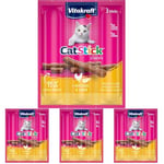 VITAKRAFT - Friandises Chat « Cat-Stick Mini » - À la Volaille et au Foie - Alimentation pour Chat - Sachet Fraîcheur De 3 Bâtonnets De 6 g (Lot de 4)