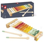 Janod - Xylophone en Métal et Bois Sunshine - Instrument de Musique Enfant - Jouet d'Imitation et d'Éveil Musical - Peinture à l'Eau -Dès 18 Mois, J07619