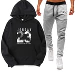 ZGRW Ensemble de survêtement pour homme Jordan 23# Basketball Sportswear - Survêtement de sport pour homme - 2 pièces - Décontracté - Survêtement à capuche - Noir - S