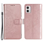 SKALO Motorola Moto G73 5G Mandala Plånboksfodral - Roséguld Rosa guld