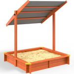 Spielwerk® Bac à sable en bois d'épicéa avec toit réglable de protection UV jeu pour enfants extérieur jardin -Sami (de)