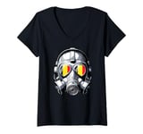 Womens Belgian Flag Belgium Man Gas Mask Graphic V-Neck T-Shirt