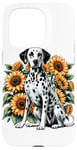 Coque pour iPhone 15 Pro Sunflowers Dalmatian Dalmatians Dal Dally Dog