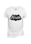 T-Shirt Homme Col V Batman Logo Vintage Comics Anime Chauve Souris Super Hero