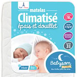 Babysom - Matelas Bébé/Enfant Climatisé pour Lit Cabane - 80x160 cm | Réversible : 1 Face Été et 1 Face Hiver | Anti-acarien | Épaisseur 10 cm | Fabrication française