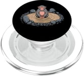 Méditation de singe zen avec fleurs de Sakura PopSockets PopGrip pour MagSafe