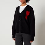 AMI De Coeur Logo-Intarsia Wool Cardigan - S