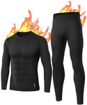 sous Vetement Thermique Homme Hiver sous-Vêtements Thermiques Homme sous Pull Thermique Énsemble Ski Collant Elasticité Ensemble Thermique Respirant sous Pantalon Thermique XL