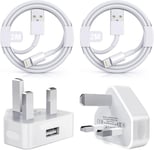 【Apple Mfi Certified】Iphone Charger Plug and 2M Cable,2 Pack USB Plug with Light