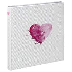 Hama "Lazise” Bookbound Photo Album, 50 white pages, fits 250 photos in 10x15cm format, Pink Heart Dots