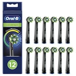 Oral-B Cross Action Electric Toothbrush Head with CleanMaximiser Technology, Angled Bristles for Deeper Plaque Removal, Pack of 12 Toothbrush Heads, Recyclable Carton, Suitable for Mailbox, Black