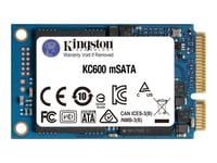 Kingston KC600 - SSD - chiffré - 512 Go - interne - mSATA - SATA 6Gb/s - AES 256 bits - Self-Encrypting Drive (SED), TCG Opal Encryption