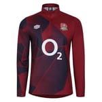 Umbro Mens England Rugby Warm Up Mid Layer Top 2023 2024 Red/Navy L