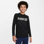 Nike Pro Träningströja Dri-FIT Crew Warm - Svart/Vit Barn, storlek XL: 158-170 cm