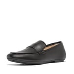 Fitflop Women's DELICATO Soft Leather Loafers Shoe, Black, 6.5 UK