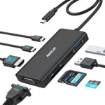 Hub Usb C Hdmi,Adaptateur Usb C Vers Hdmi 4K,Usb-C Vers Vga,Pd 100W Et Port Type C,2 Port Usb Et Sd/Micro Sd,Dock Usb C Multiport 8 En 1 Pour Macbook Pro/Air M1,Dell Xps 15 Et Tablette