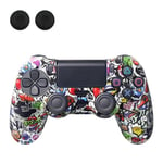 Skal för Sony PlayStation 4 Pro Slim PS4 Anti-Slip Silikon Skin Cover - Graffiti