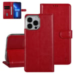 Étui type livre fermeture magnétique pour iPhone 13 Pro Max - rouge