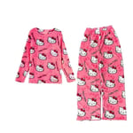 Hello Kitty Långärmad Skjorta Byxor Pyjamas Set Kawaii Pyjamas Dam Sömnkläder Rose Red M