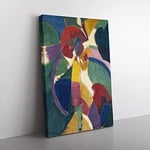 Big Box Art Woman with A Parasol by Robert Delaunay Canvas Wall Art Print Ready to Hang Picture, 76 x 50 cm (30 x 20 Inch), Blue, Green, Purple