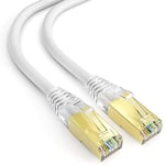 mumbi 28260 Cat.8 F/FTP Câble brut réseau de raccordement LAN Ethernet Patch avec connecteurs RJ-45 5.00m, blanc