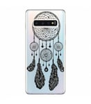 Coque Galaxy S10 Dreamcatcher noir plumes attrape reves transparente