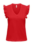 Onlmay Life S/S Frill V-Neck Top Box Jrs Tops T-shirts & Tops Short-sleeved Red ONLY