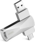 Clé USB C 128GO,Type-C Clef USB 128 GO,2 en 1 OTG Pendrive 128GB,Type C et USB 2.0 Mémoire Stick pour Smartphones Doté Type-C et OTG Activé,Macbook,PC,Tablette (Argent).[Y459]