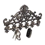 Relaxdays Patère porte-manteau en fonte avec 5 crochets style baroque antique ancien HxlxP: 17 x 35 x 3,5 cm bronze