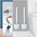 Dolaso - 2PCS Brosse wc Silicone et Supports Toilettes brosse toilette Profondeur,Balayette wc avec Long Manche en Plastique Antidérapant et Poils