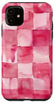 Coque pour iPhone 11 Rose aquarelle damier IT Dead Lights Pattern --ar 9:16