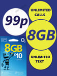 O2 SIM PAY AS YOU GO 02 SIM CARD UNLIMITED CALLS & TEXT NANO-MICRO-STANDARD SIZE