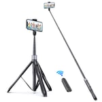 ATUMTEK 1.5m Selfie Stick Tripod, All in One Extendable Phone Tripod Stand with Bluetooth Remote 360° Rotation for iPhone and Android Phone Selfies, Video Recording, Vlogging, Live Streaming, Black