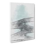 Sketching The Architecture Vol.33 Modern Canvas Wall Art Print Ready to Hang, Framed Picture for Living Room Bedroom Home Office Décor, 20x14 Inch (50x35 cm)