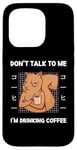 Coque pour iPhone 15 Pro Squirrel Don't Talk To Me I'm Drinking Coffee Style japonais