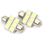 LED-spolelys, sokkel C5W, 6-LED 33 mm (2-pakning)