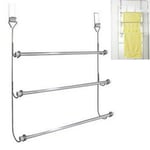 OVER THE DOOR TOWEL HANGER 3 TIER TOWEL HANGING RAIL BATHROOM CLOTHES STORAGE