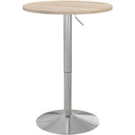 Homcom - Table de bar ronde ø 60 cm table bistro chic hauteur réglable 69-91 cm acier chromé aspect bois clair