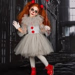 Halloween Barn Maskeraddräkt för Flickor Clown Cosplay Kostym Karneval Fest Fancy Dress Up Tulle Prinsessklänning Set 5-6 Years