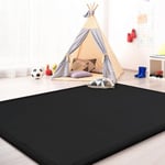 Tapis De Jeu en Mousse Tapis Chambre Enfant Soft Antidérapant Unis, Couleur: Noir, Dimension:120x160 cm