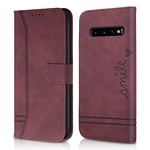 AsWant Coque pour Samsung Galaxy S10 - [Housse en Cuir PU Premium], Fentes Cartes Antichoc Support Cuir Pochette Portefeuille Étui de Protection pour Samsung S10 (Rouge)